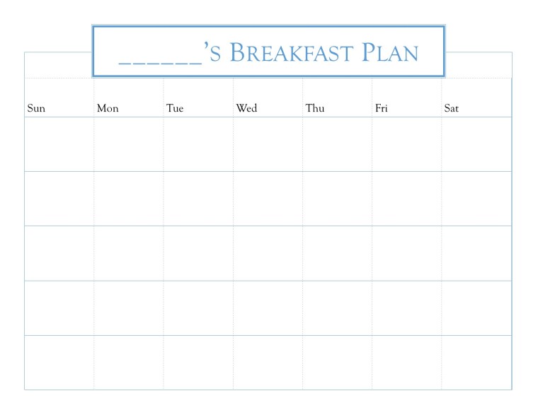 Blank Breakfast Planner