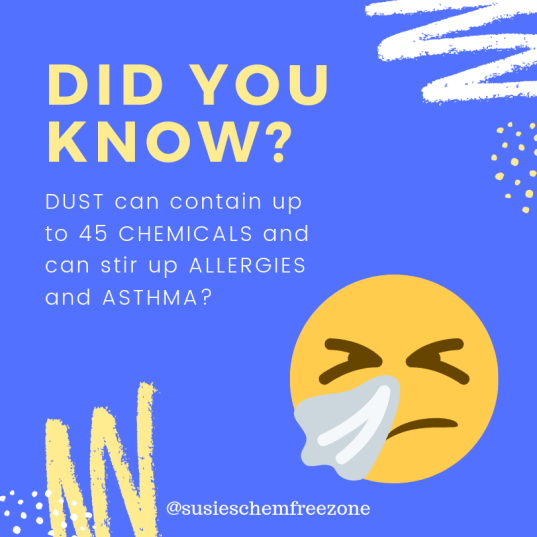 DUST can contain up to 45 CHEMICALS and can stir up ALLERGIES and ASTHMA_