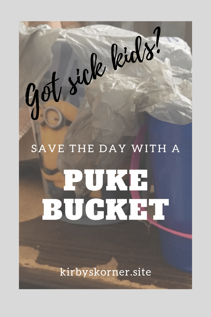This idea came to me many years ago after I had been thrown up on numerous times... I really couldn't even begin to guess how many times I've been puked on. The kids would run to the trash can if they couldn't make it to the bathroom so I thought, 'Why not get a trash can that they can carry with them?'. Pretty genius, huh? There is no way to tell you just how many times these simple buckets have saved the day. They keep our house running fairly smoothly when the flu season hits as I don't have to stop numerous times throughout the day to clean up vomit... yuck! I even keep one handy for myself as I start gagging when I hear someone else puking.